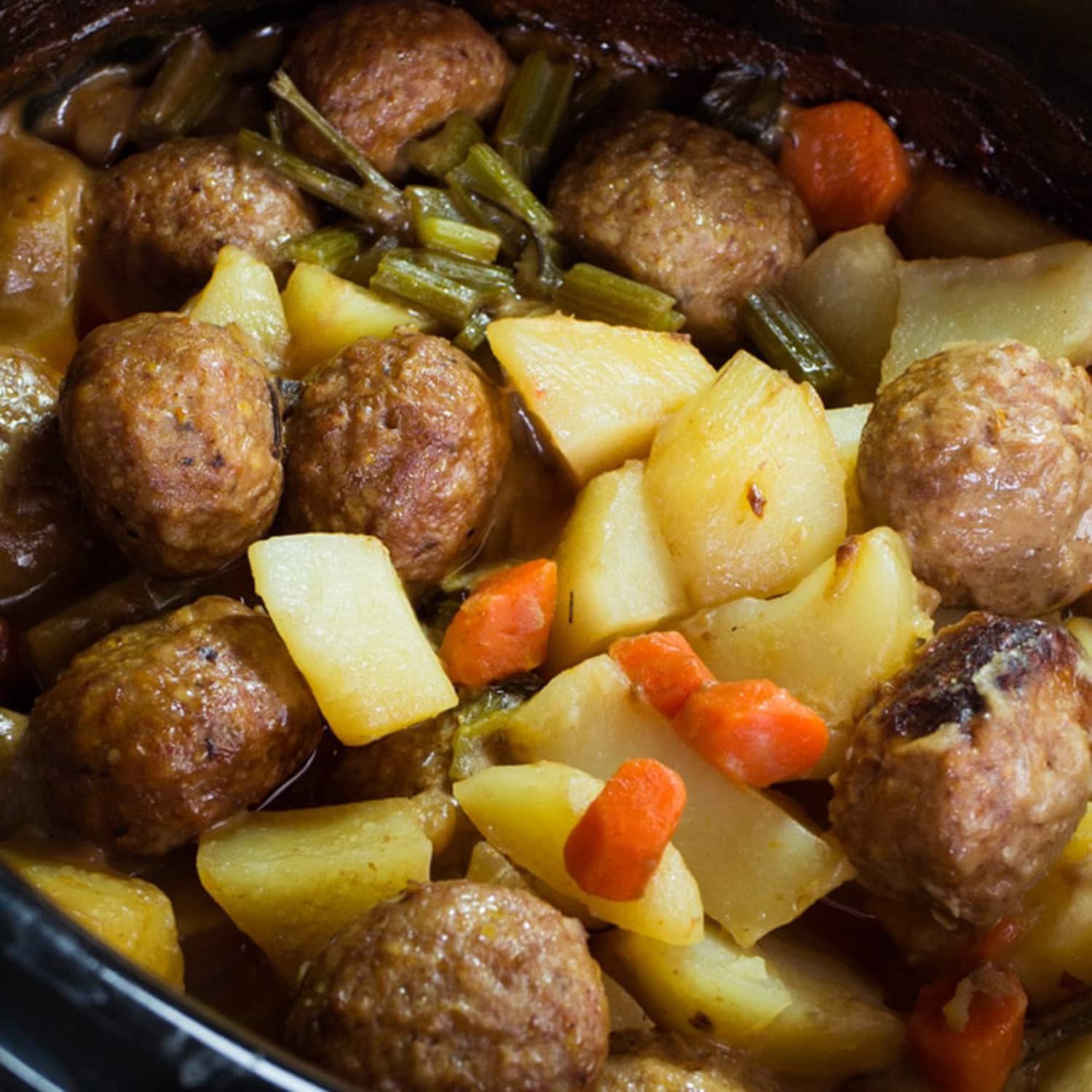 Hearty Slow Cooker Meatball Potato Casserole for Dinner